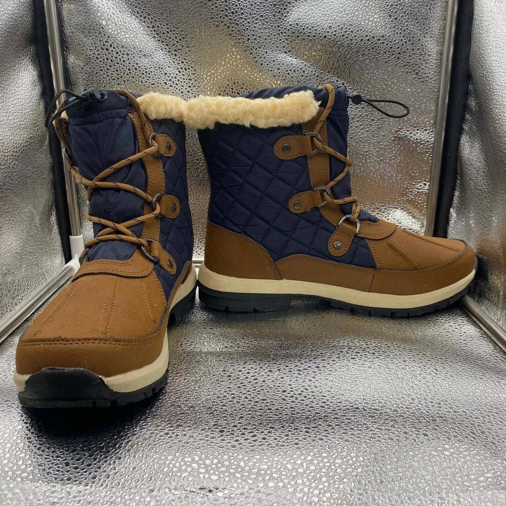 Bearpaw Bethany Snow Boots Womens 8 Blue Brown‎ Waterproof Wool Winter Shoes